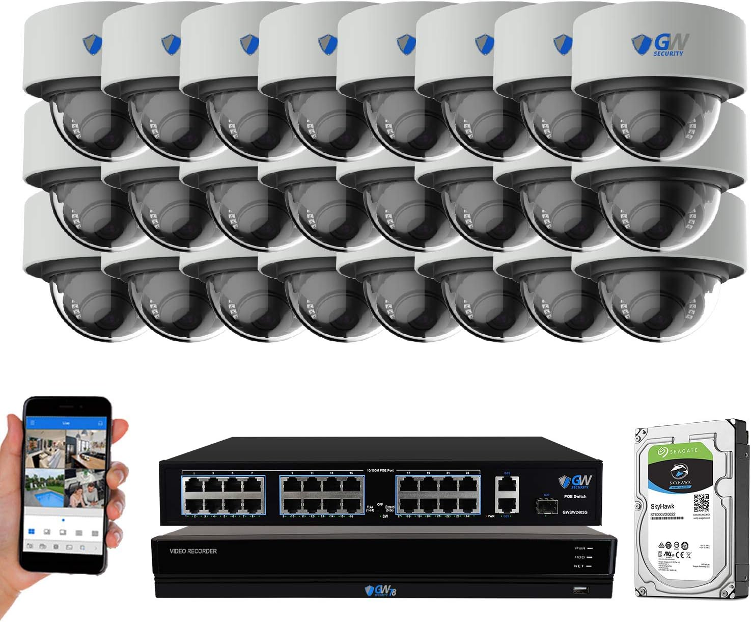 32 Channel 4K NVR Security Camera System with 24 Dome Cameras F476590