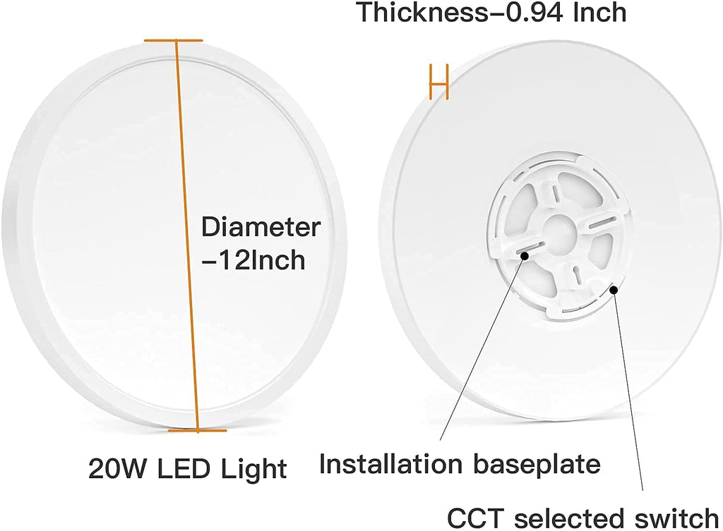 2 Pack Dimmable 12inch Flush Mount LED Ceiling Light O8731