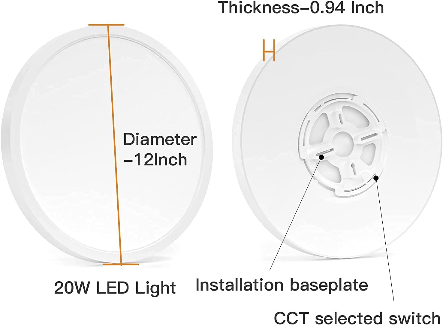 2 Pack Dimmable 12inch Flush Mount LED Ceiling Light O8731