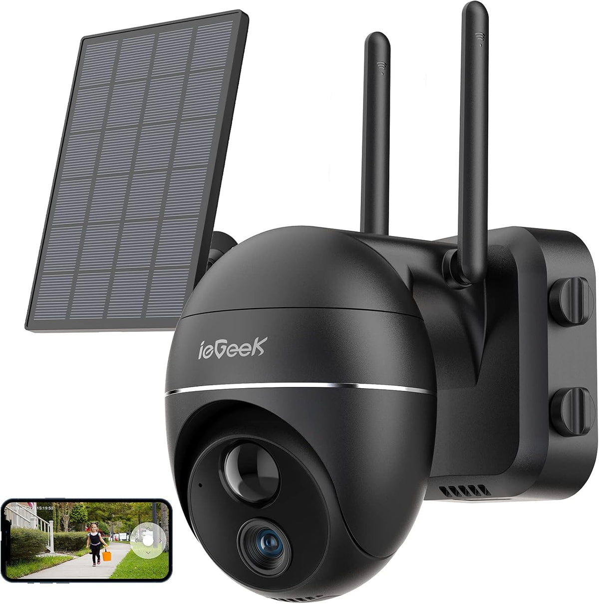 Solar Powered 360° PTZ Wireless Outdoor Security Camera, 15000mAh 1080P, IP65 G88326