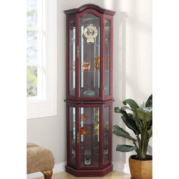Cherry Lighted Curio Cabinet N63809