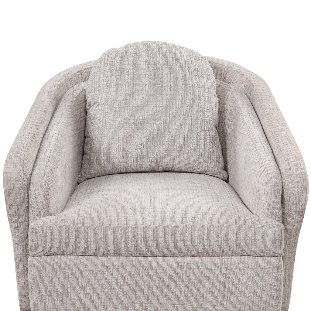 Light Grey Upholstered Accent Chair with Lumbar Pillow and Metal Legs O84157
