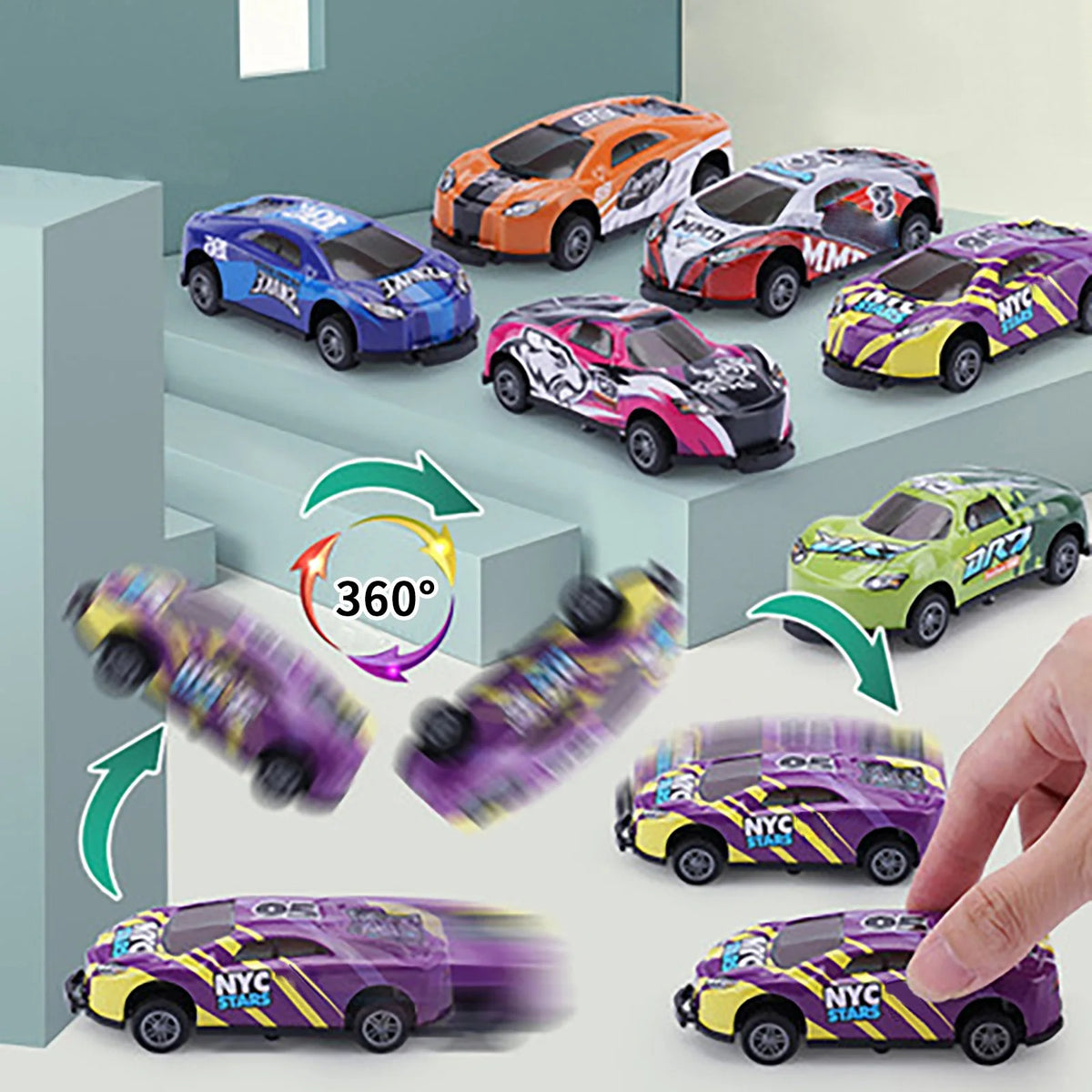 8 Pcs Alloy Pull Back Stunt Car M2446