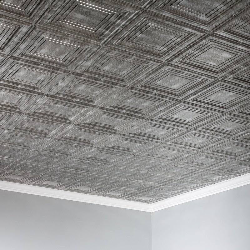 Crosshatch Silver Glue Up Ceiling Tile 5 Pack T45349