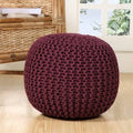 Maroon Cotton Round Pouf Ottoman S530