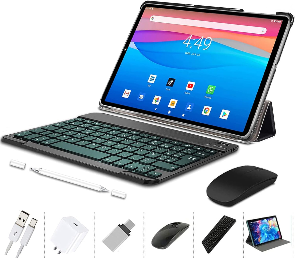 Pink Tablet with Wireless Keyboard Case and Mouse B66861