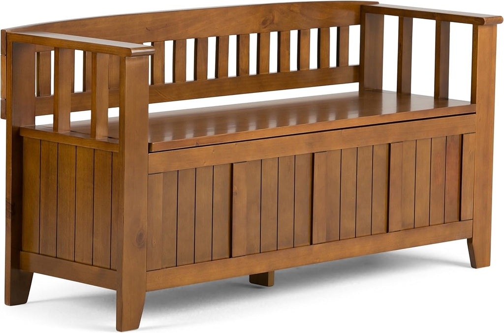Solid Wood Entryway Storage Bench with Safety Hinge G304