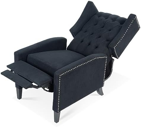 27" Wide Manual Wingback Recliner Chair with Nailhead Trim and Birch Legs, Gray L5018