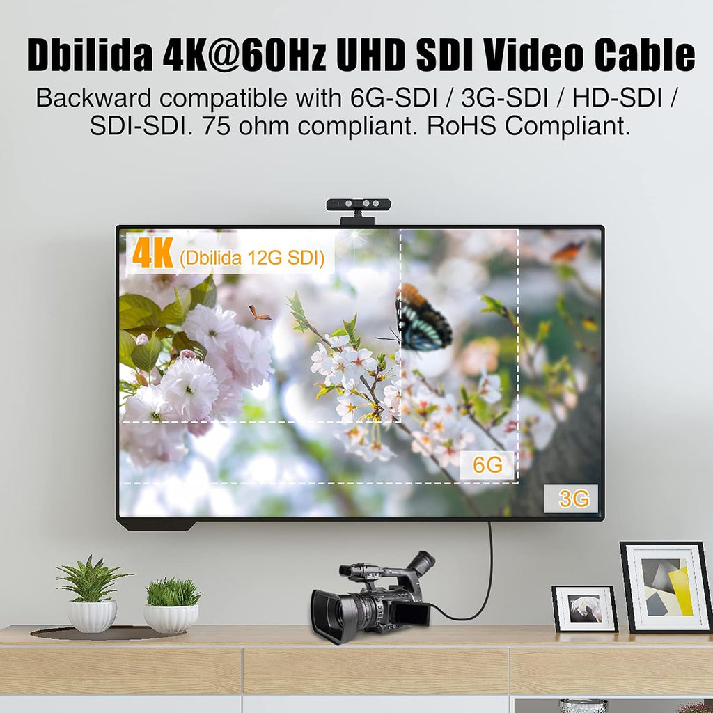 12G SDI Cable 50ft 4K@60Hz 75ohm BNC Cable 16AWG Q797697