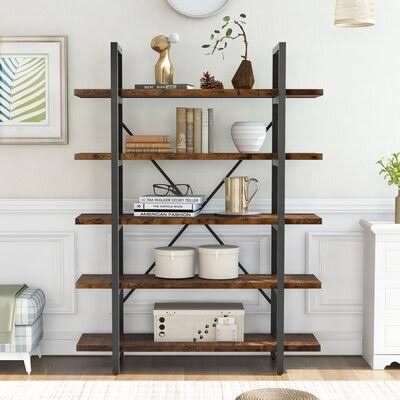 Distressed Brown Metal Standard Bookcase O71383