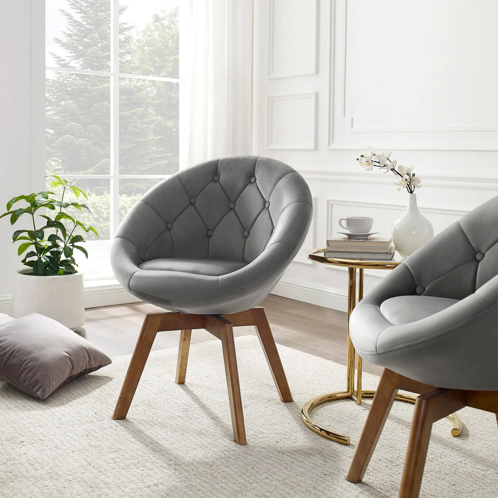 Velvet Tufted Round Swivel Accent Chair O8484