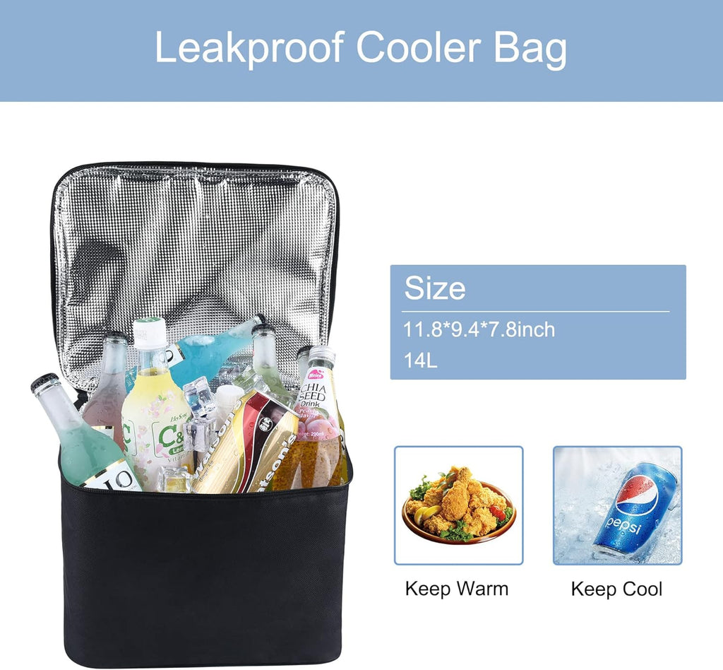 Car Trunk Organizer with Cooler, Collapsible Storage Box, 4 in 1 Multi Compartment, Non-Slip Bottom, 1680D Oxford Q1324