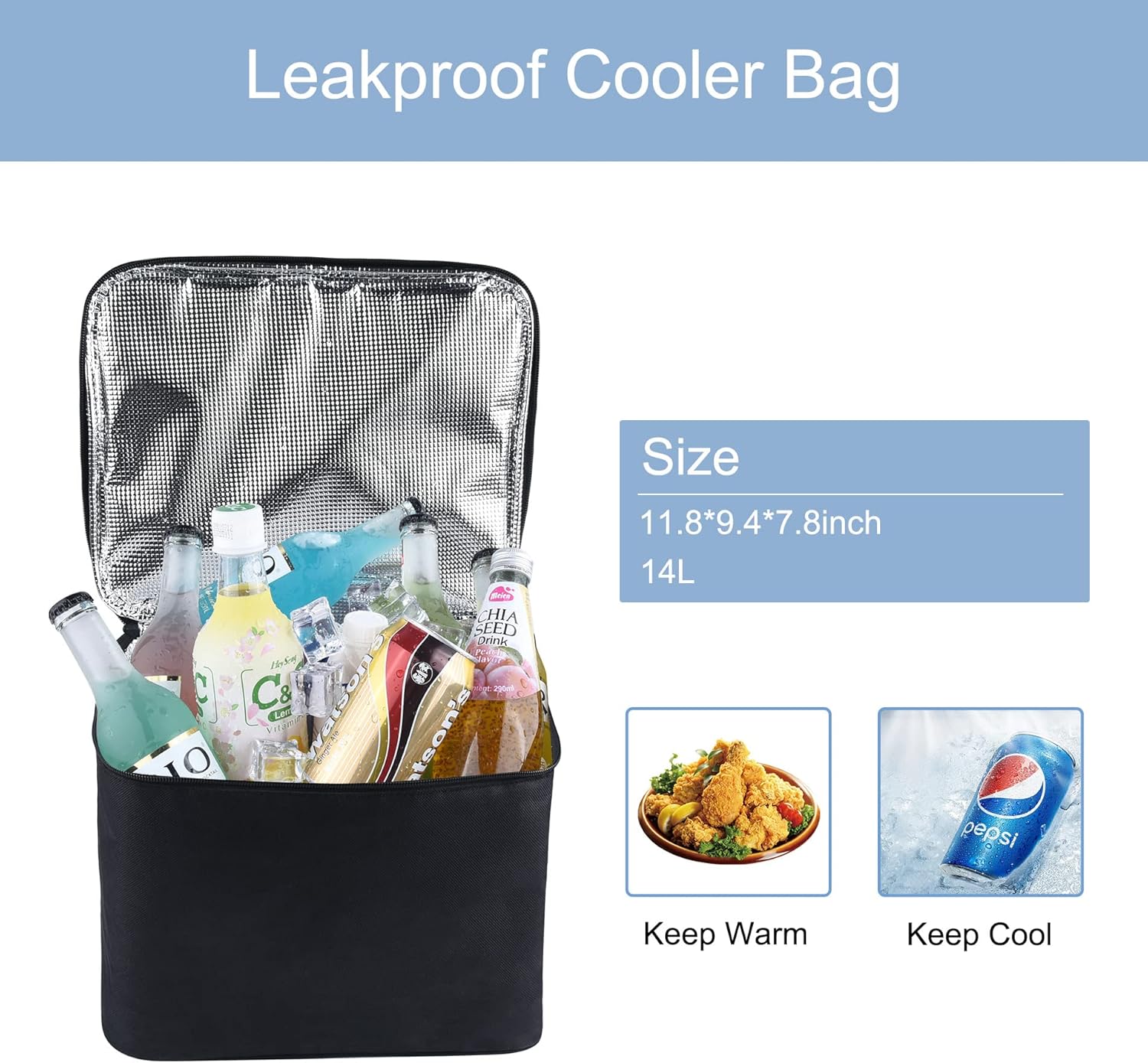 Car Trunk Organizer with Cooler, Collapsible Storage Box, 4 in 1 Multi Compartment, Non-Slip Bottom, 1680D Oxford Q1324