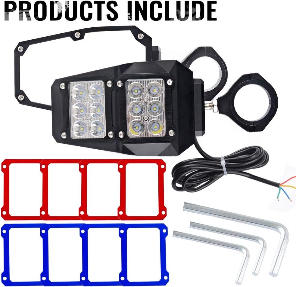 UTV Rear Side View Mirror with LED Spot Light, 1 Pair, Shatterproof Tempered Glass J690