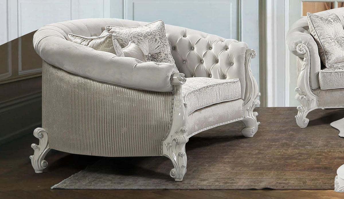 Pearl White Wood Sofa Set 5Pcs F86806