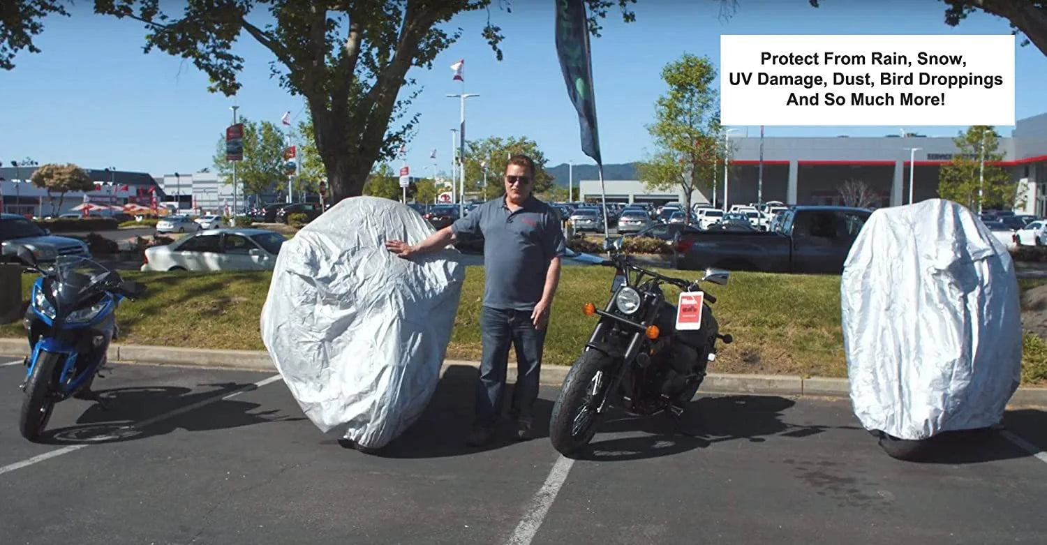 Weatherproof Motorcycle Cover with Reinforced Securing Straps and Storage Bag Q721
