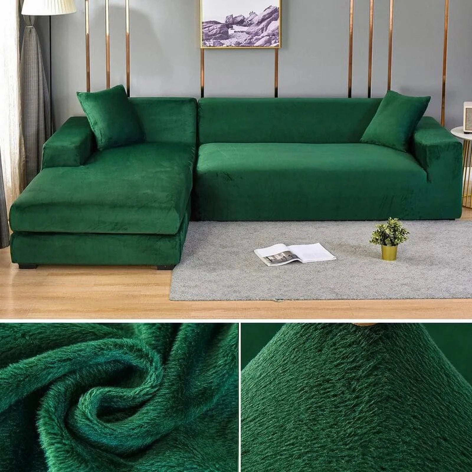 Velvet Plush Sofa Cover for 1/2/3/4 Seater L Shaped Corner Couch Cover S80485
