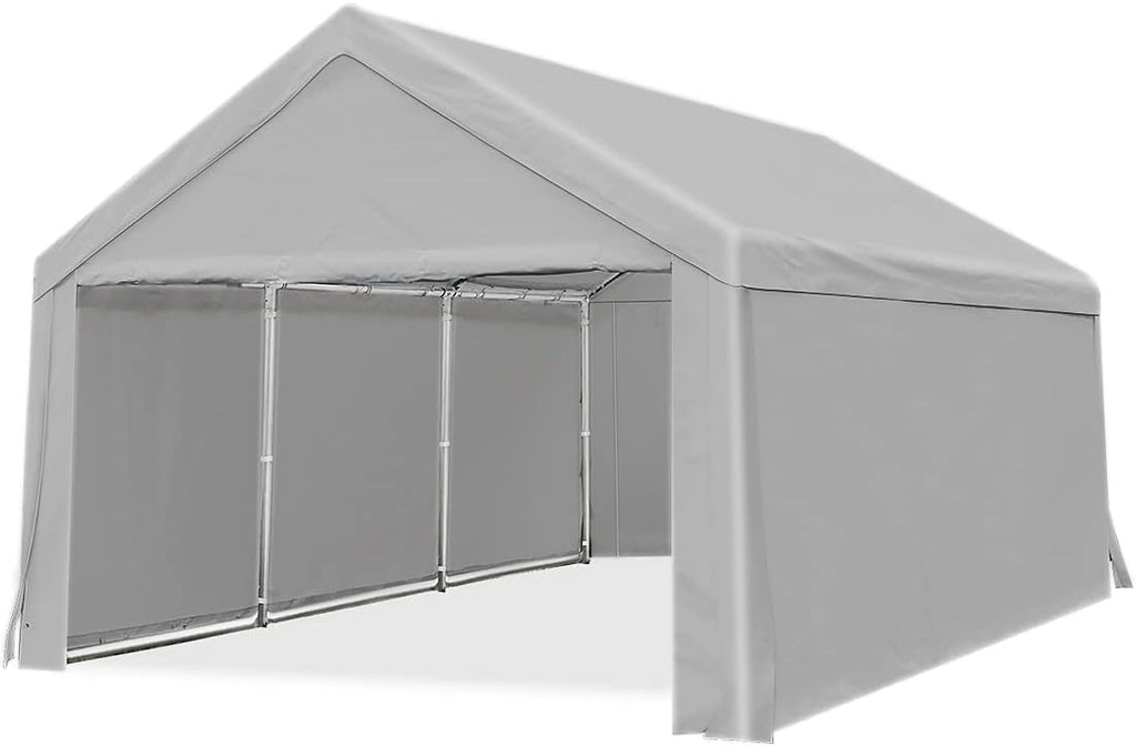 Beige Heavy Duty Carport Car Canopy with Reinforced Ground Bars Z80228