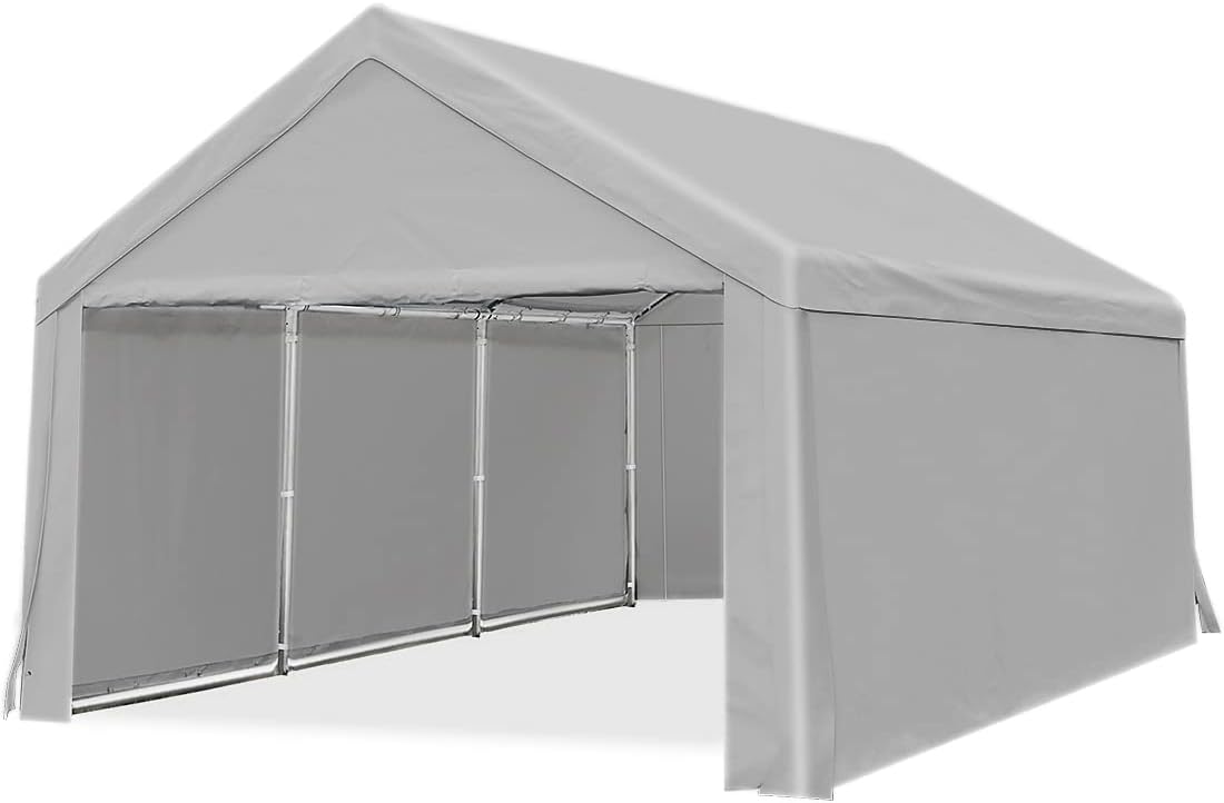 Beige Heavy Duty Carport Car Canopy with Reinforced Ground Bars Z80228
