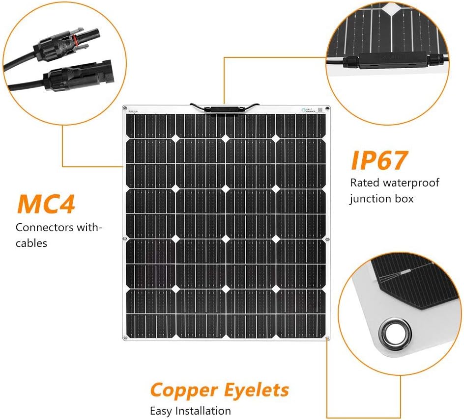 100W Flexible Monocrystalline Solar Panel Kit with 10A Controller and Cable Q8955