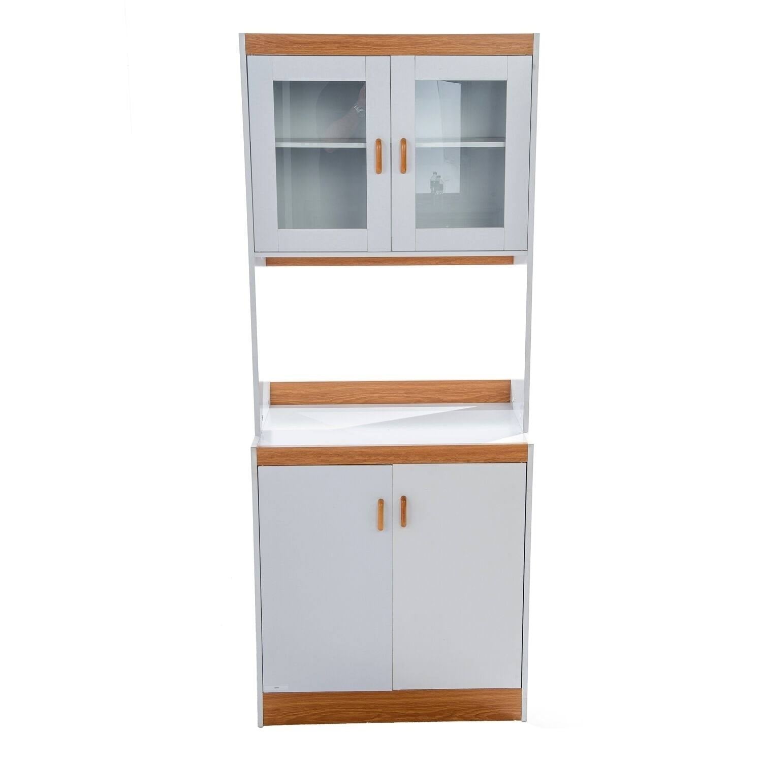 White Kitchen Cabinet with Glass Doors F7224