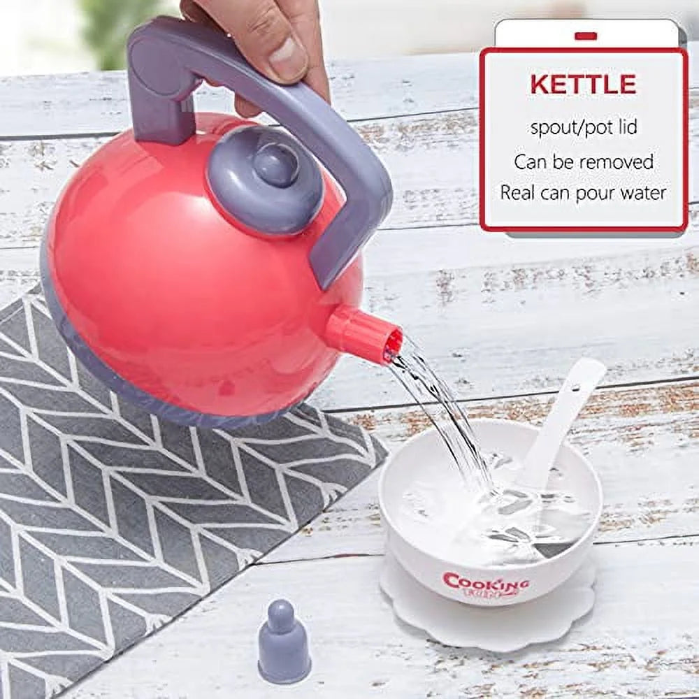 Pretend Play Kitchen Toy with Cookware, Steam Pressure Pot, Electronic Induction Cooktop, Cooking Utensils, Toy Cutlery, Play Food, Shopping Basket K28974