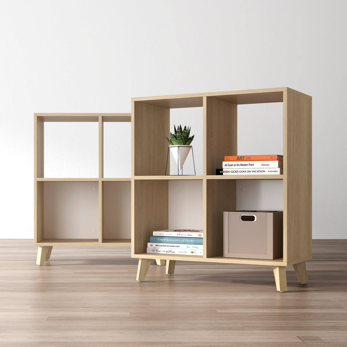 Light Walnut Modern Cube Bookcase B302