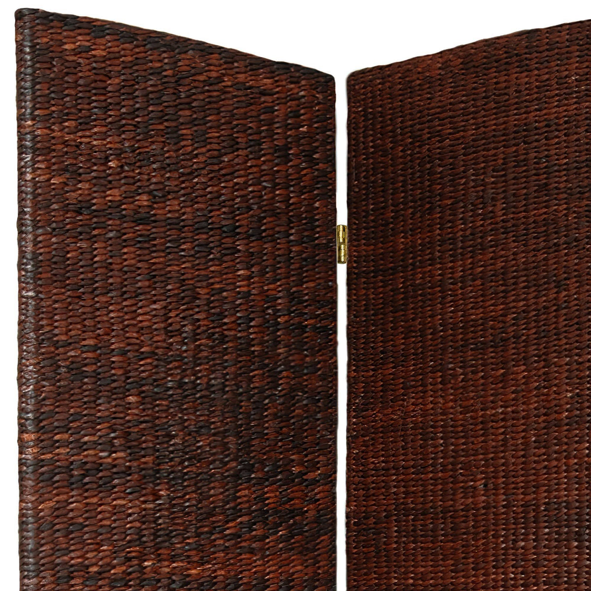 6 ft. Tall Dark Brown 4 Panel Rush Grass Woven Room Divider Z595