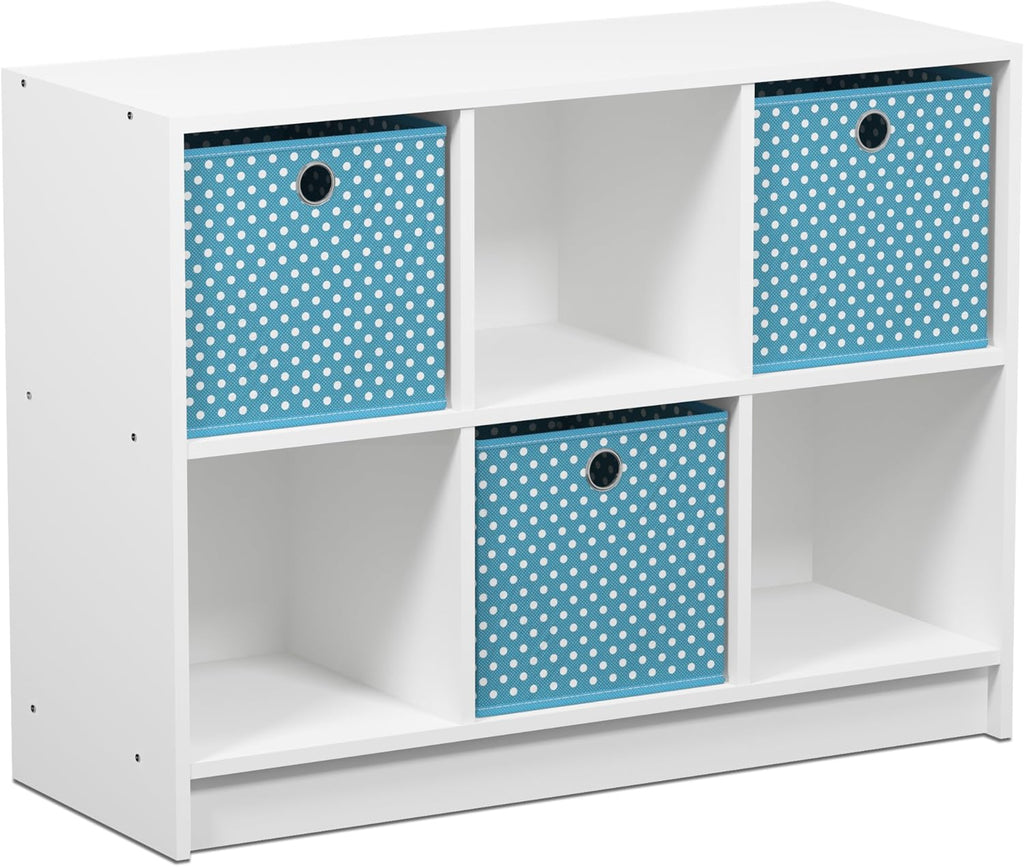 White/Light Blue Bookcase Storage Shelves P715