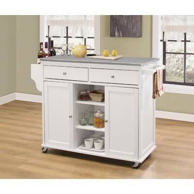 Stainless Steel White Kitchen Cart X391