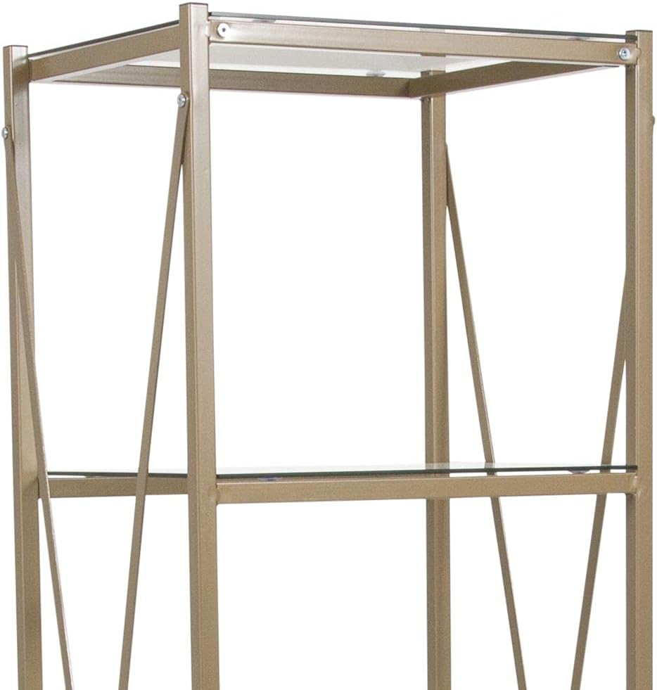 Matte Gold 4 Shelf Glass Bookcase B489