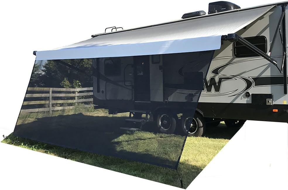 Black Mesh RV Awning Sun Shade Screen 7' X 11' 3'' K175