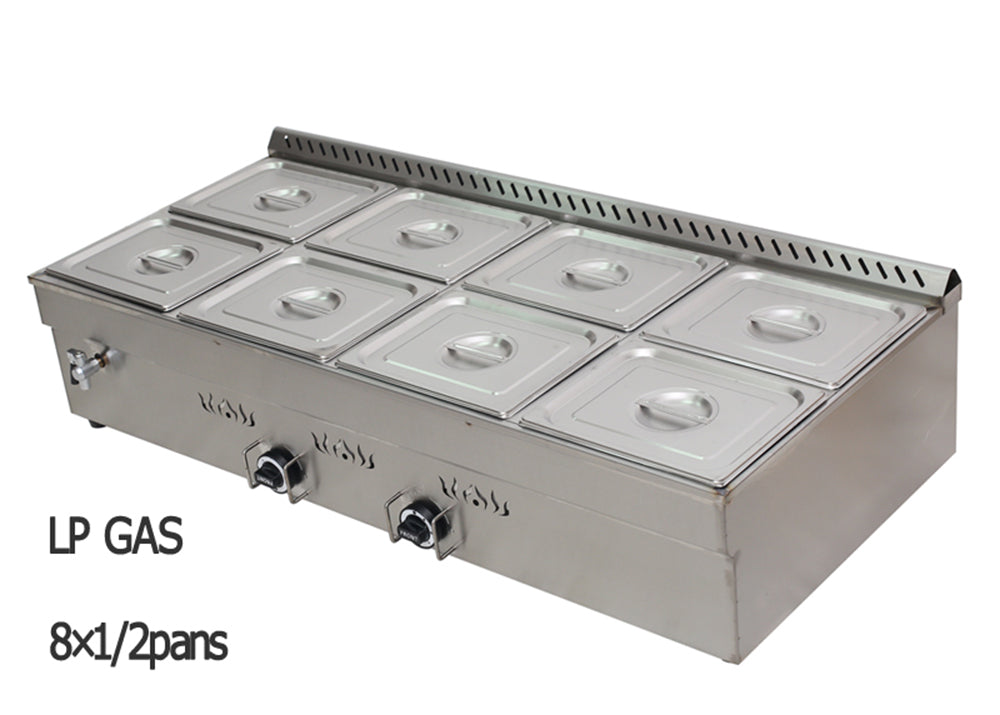 8-Pan LP Gas Buffet Food Warmer Stainless Steel Z844845