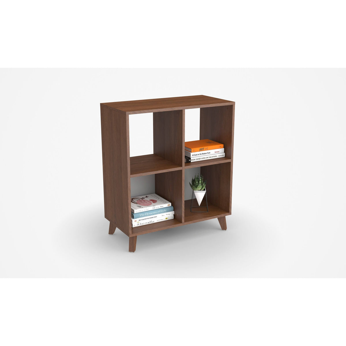 Light Walnut Modern Cube Bookcase B302