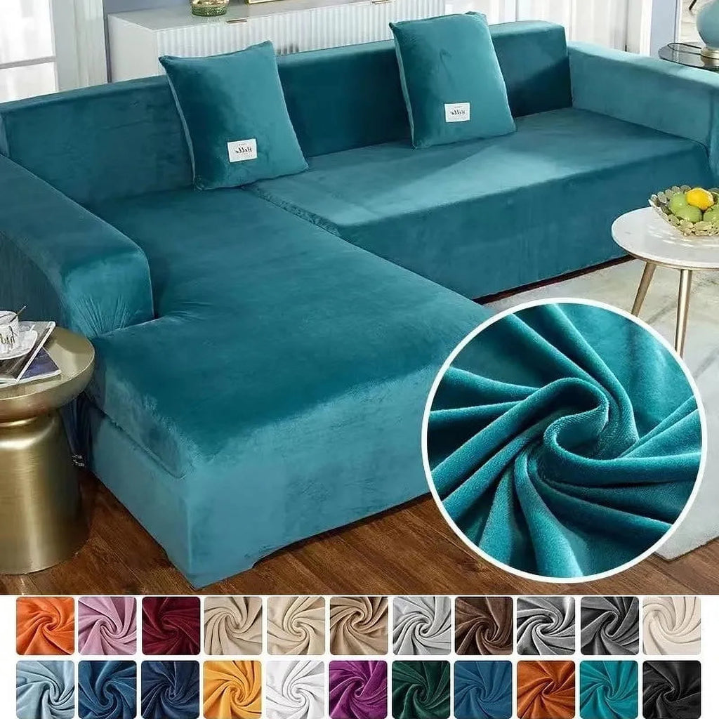 Velvet Plush Sofa Cover for 1/2/3/4 Seater L Shaped Corner Couch Cover S80485