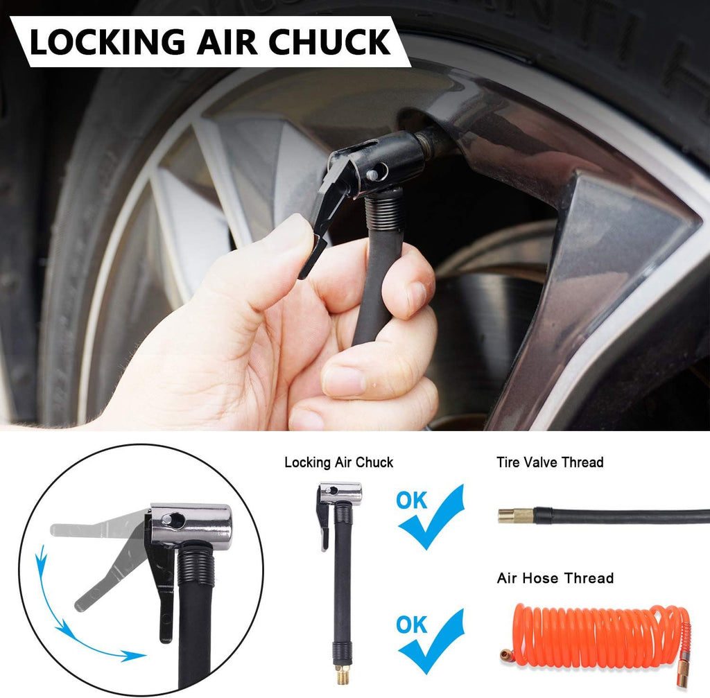 Portable Air Compressor Pump Tire Inflator with Digital Gauge, Heavy Duty Double Cylinder 12V Tire Pump 150 PSI with Tire Repair Kit and Toolbox, Pack of 2 O640405