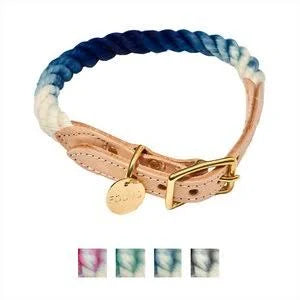 Ombre Rope & Leather Dog & Cat Collar, Indigo, X-Large B474409