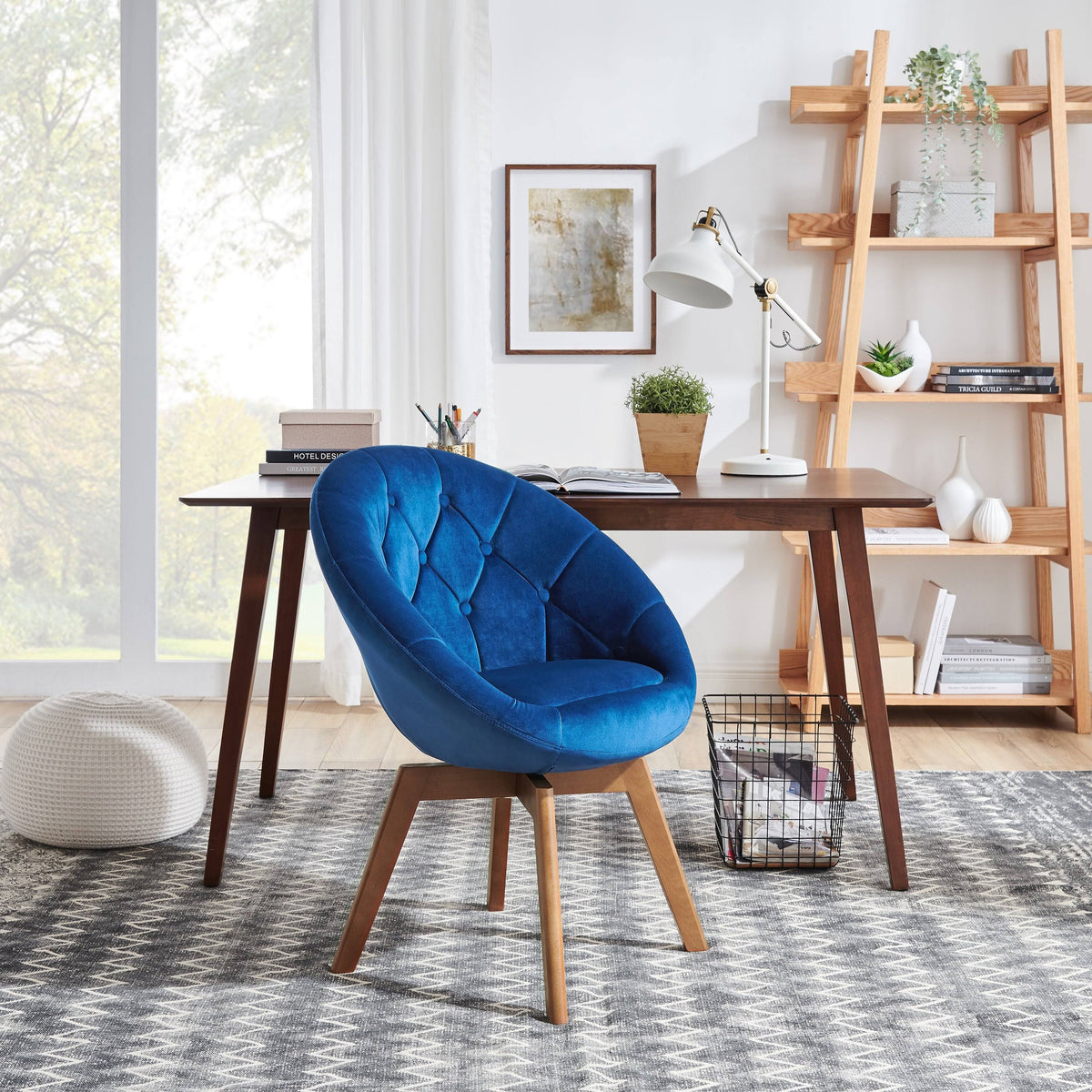 Velvet Tufted Round Swivel Accent Chair O8484