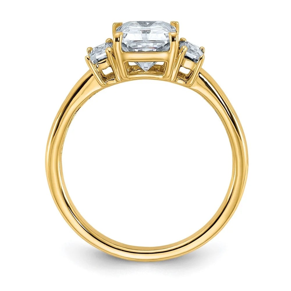 14k Yellow Gold Three Stone Moissanite Engagement Ring Size 7 X43095