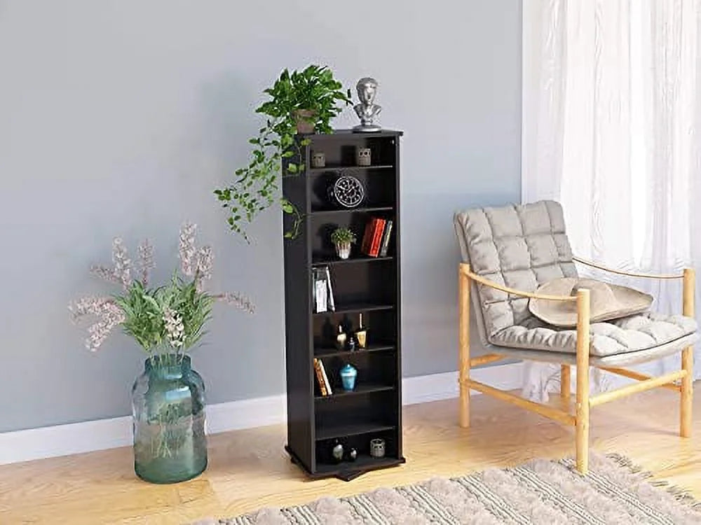 Black 2-Sided CD DVD Media Spinning Storage Tower D83242