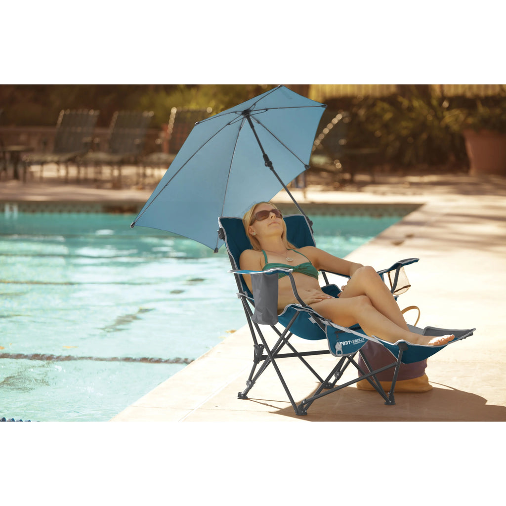 Blue Camping Chair with Clamp-On Sun Shade Y860867