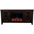 Mahogany Mid-Century Modern Electric Fireplace with Multi-Color Log Insert J4254
