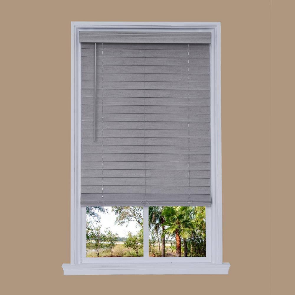 Cordless Gray Faux Wood Room Darkening Horizontal Blinds F43009