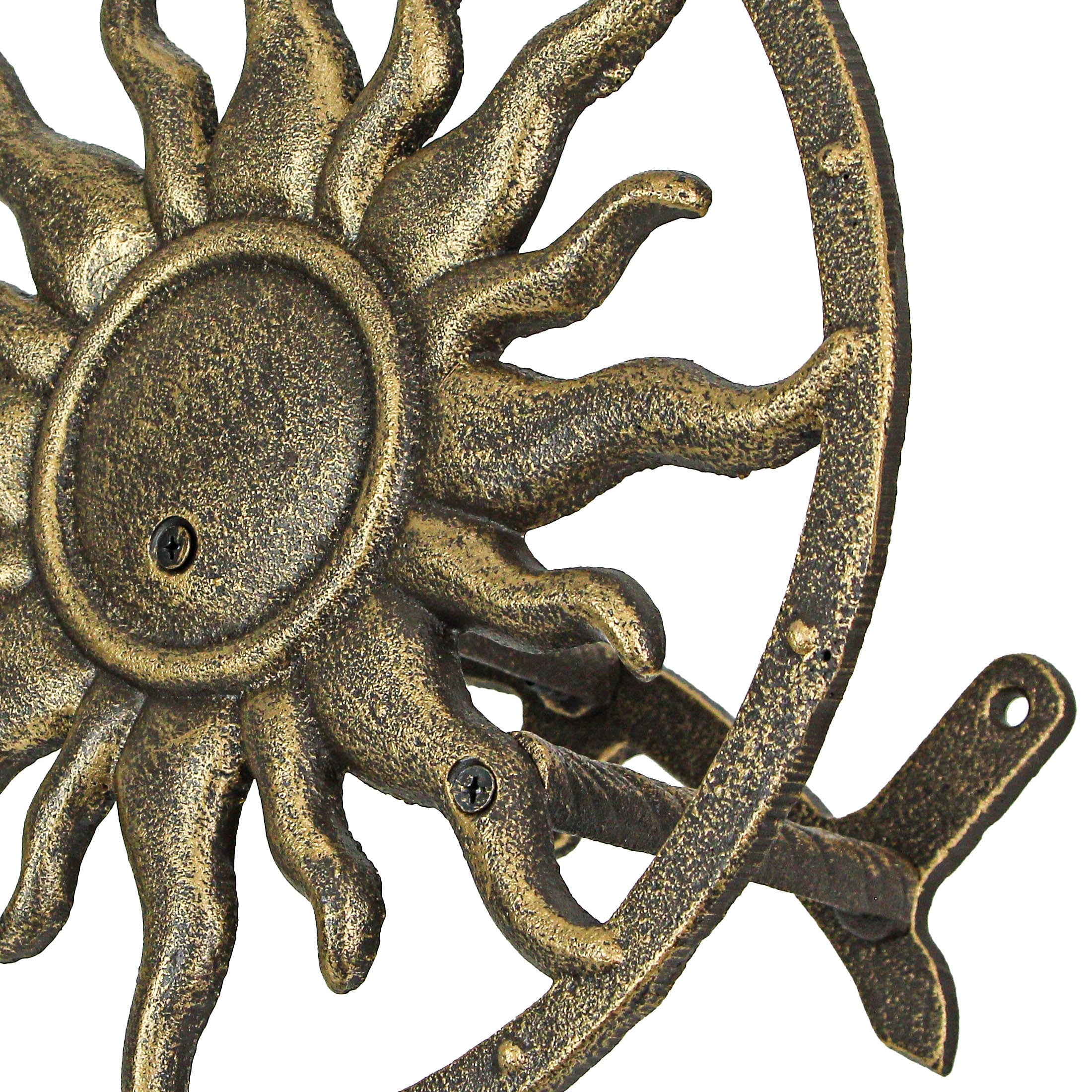 Bronze Cast Iron Sun Wall Mount Garden Hose Hanger T8442