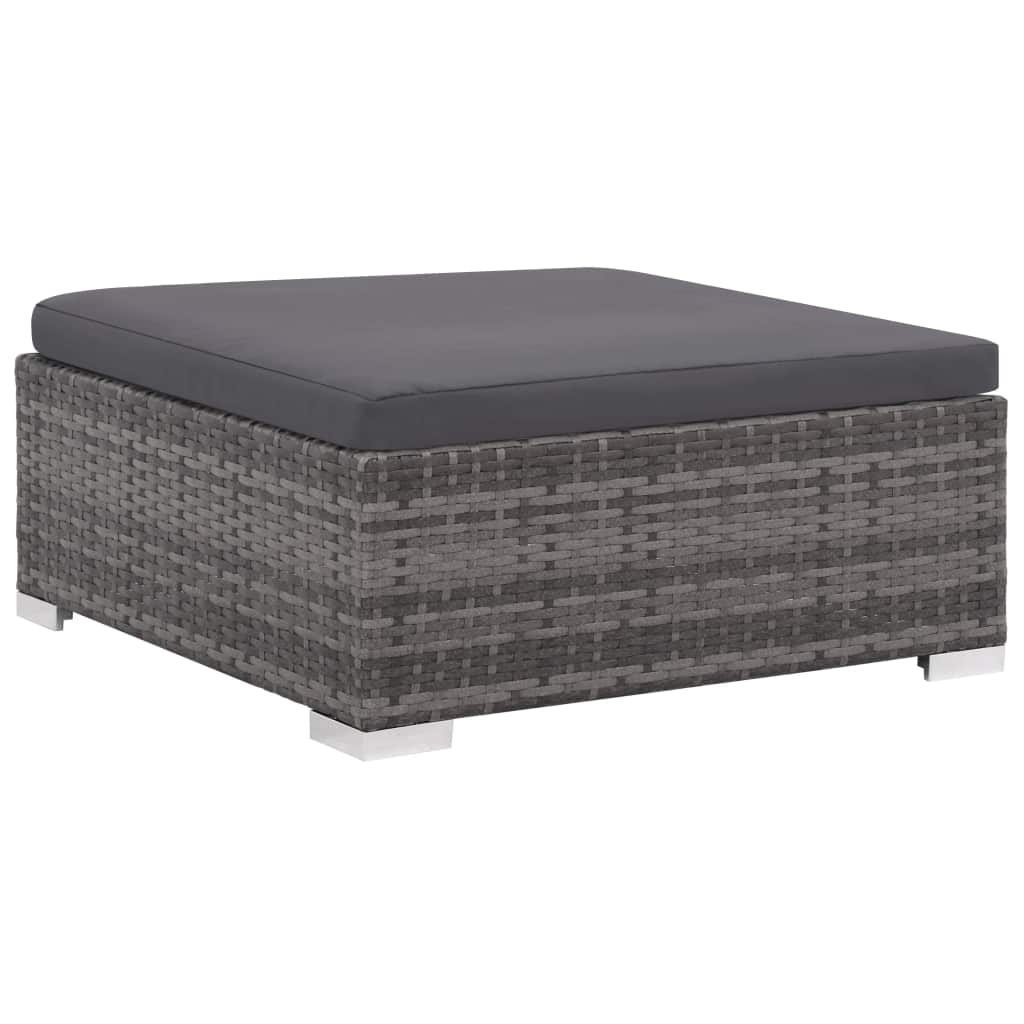 8 Piece Gray Poly Rattan Outdoor Sectional Sofa Set with Ottoman and Coffee Table H11269
