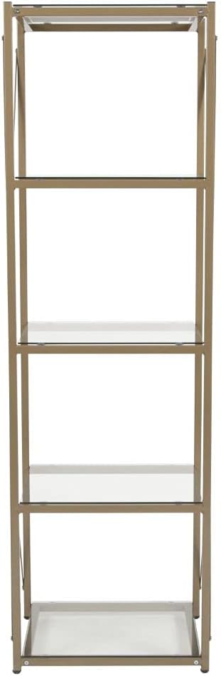 Matte Gold 4 Shelf Glass Bookcase B489