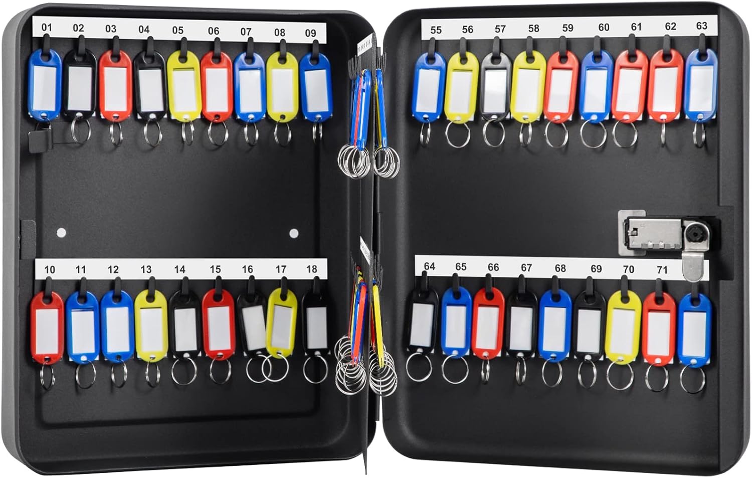 Black Steel Key Cabinet, 72 Positions, Wall Mounted, Pack of 2 O727638