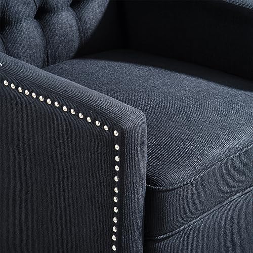 27" Wide Manual Wingback Recliner Chair with Nailhead Trim and Birch Legs, Gray L5018