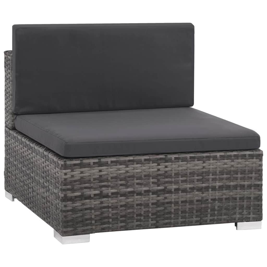 8 Piece Gray Poly Rattan Outdoor Sectional Sofa Set with Ottoman and Coffee Table H11269