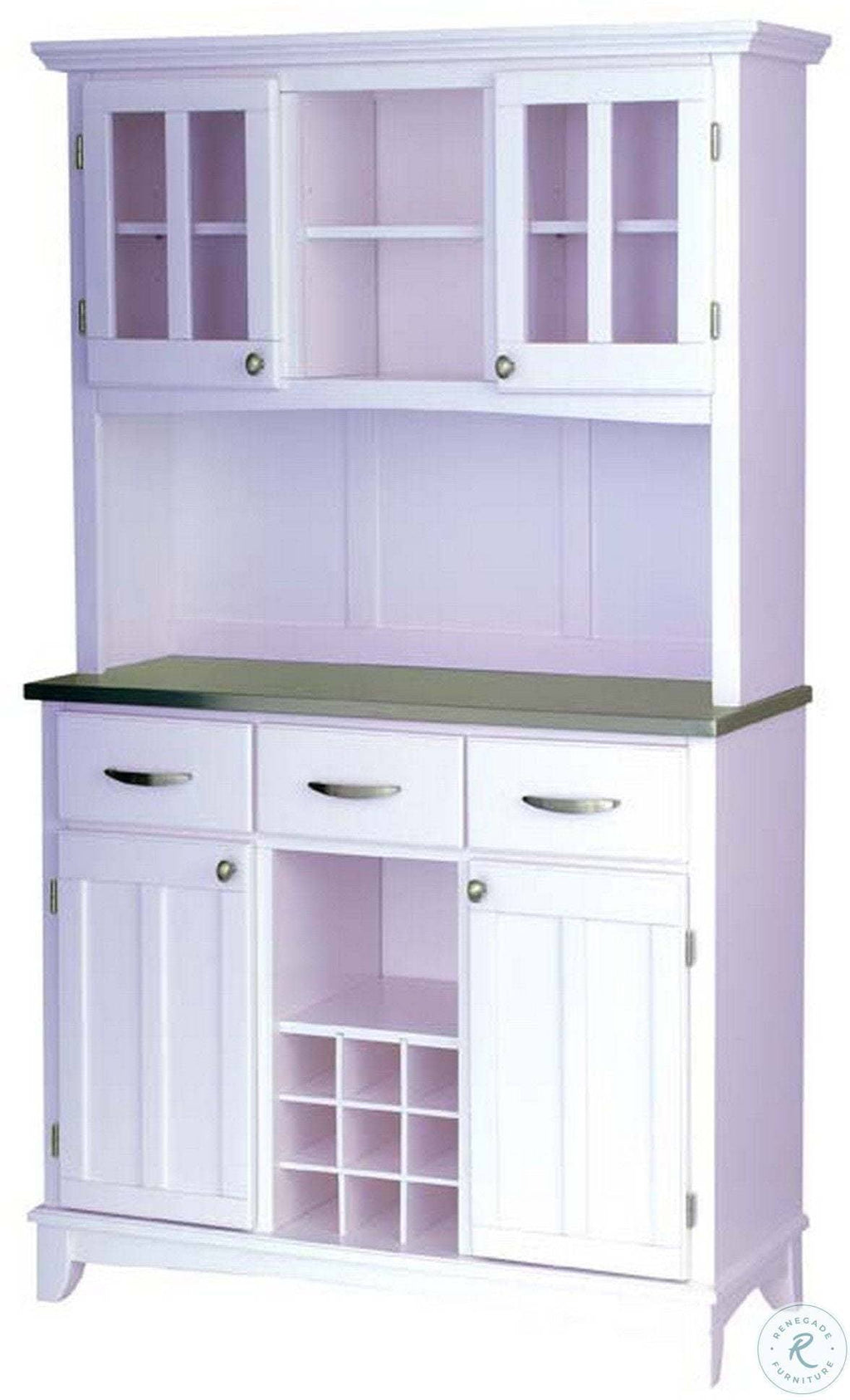White Buffet with Stainless Steel Top S39643